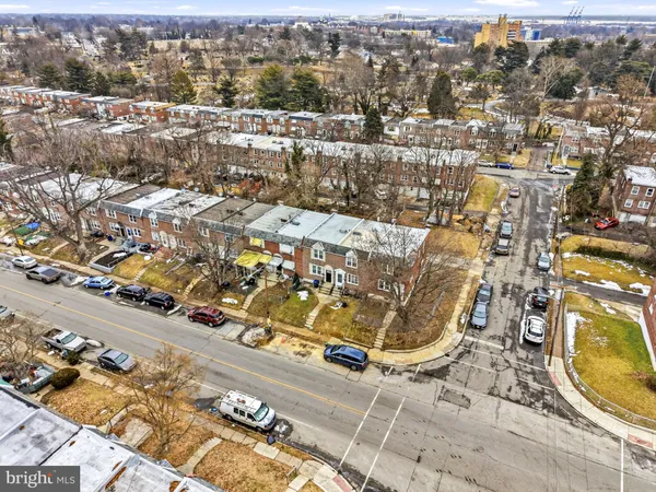 an aerial view of a residential building