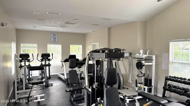 a view of a room with gym equipment