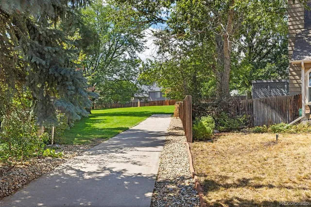 a view of a park with a trees