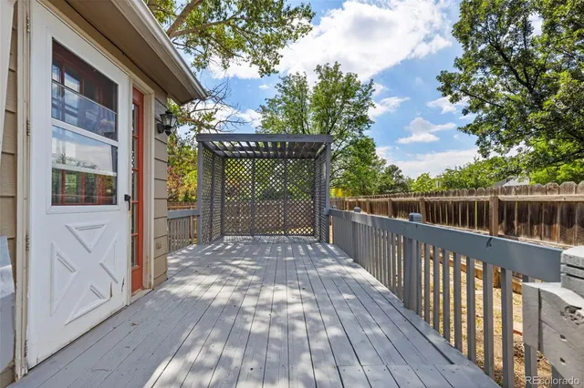 a view of deck with wooden floor and fence