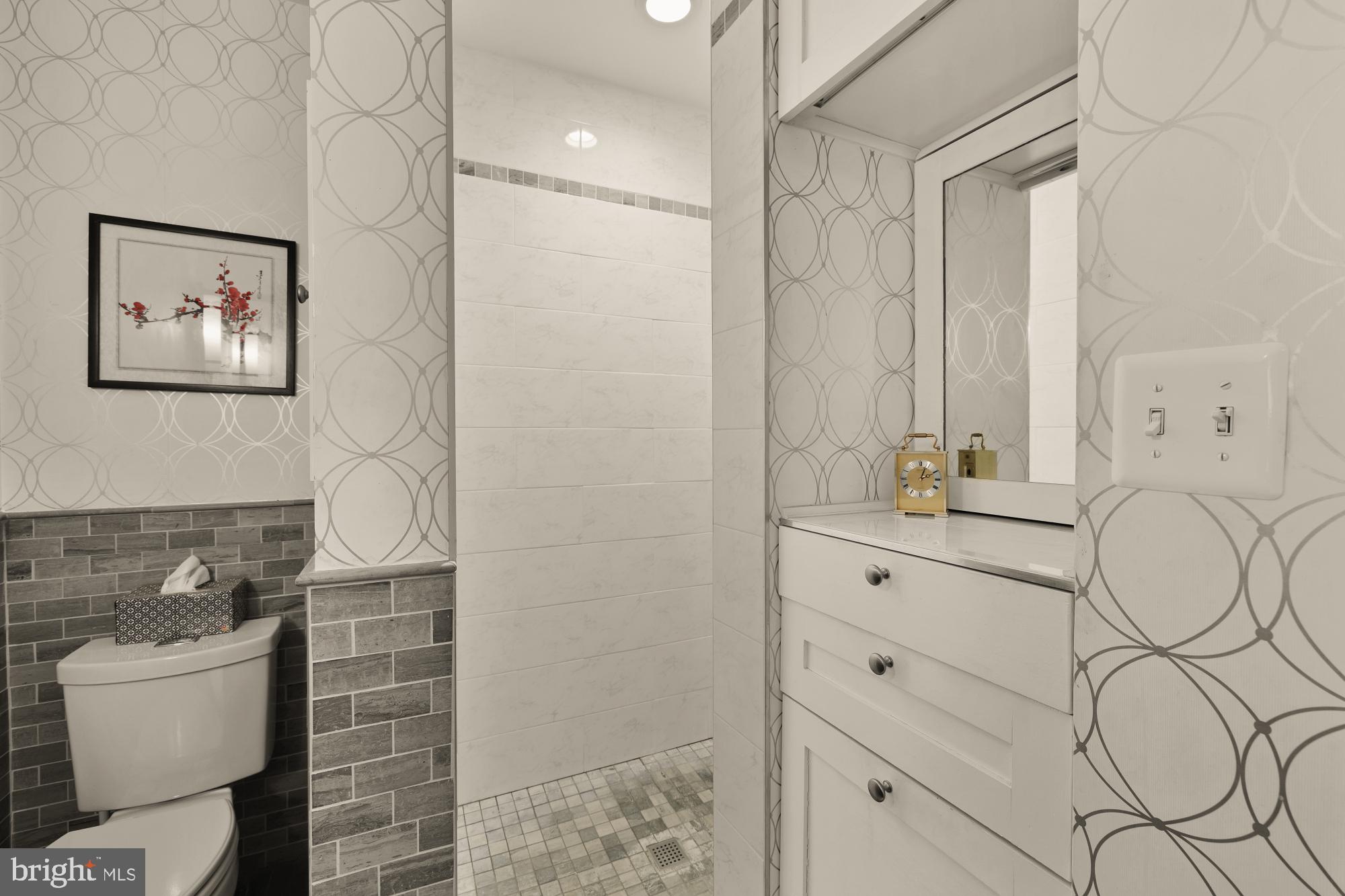 1715 15th Street Northwest, Unit 44 Washington, DC 20009 - Photo 10 of 26 Walk-in shower with built-in cabinetry