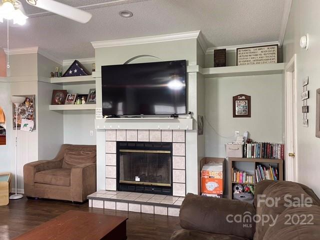 1825 Emanuel Church Road Rockwell, NC 28138 - Photo 5 of 21 a living room with furniture a flat screen tv and a fireplace