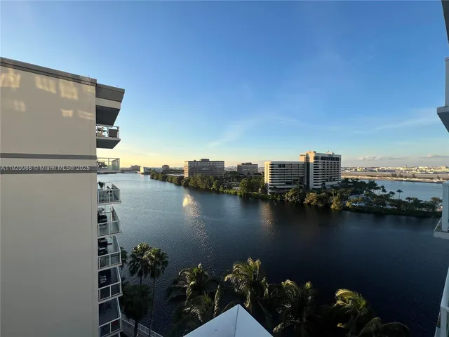 a view of a lake with a terrace