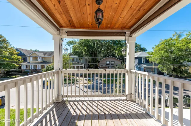 a view of a wooden deck