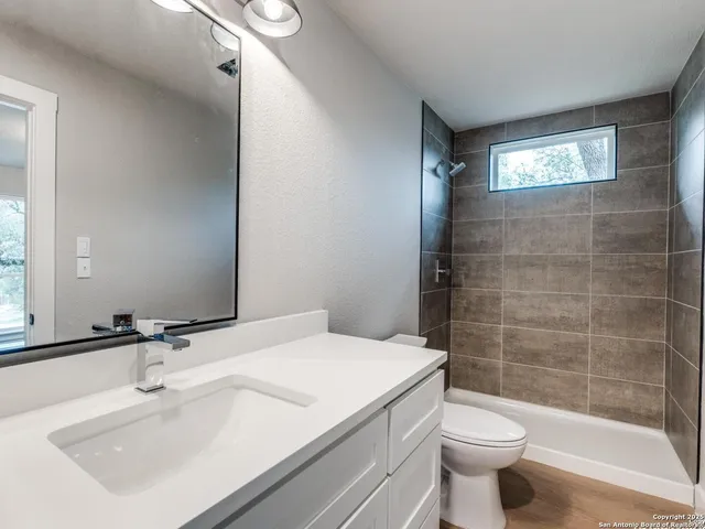 a view of a tree in the middle of a yard