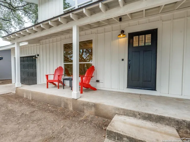 a view of a chair in front of house