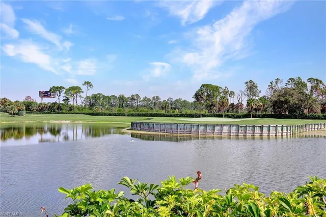 a lake view with a garden