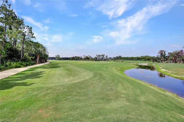 a view of a lake with houses in the background
