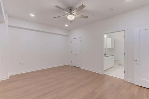 a view of an empty walk in closet