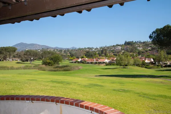 a view of an ocean and a mountain