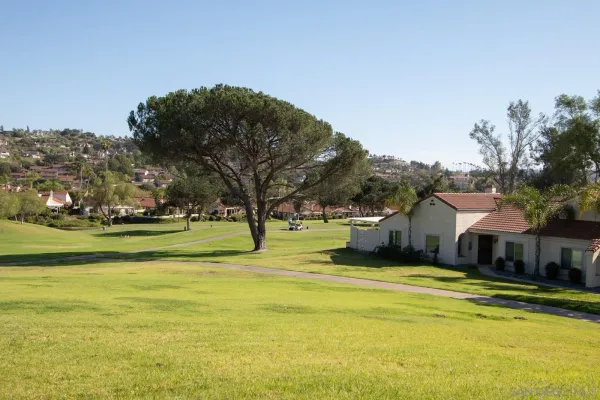 a view of a swimming pool and a yard