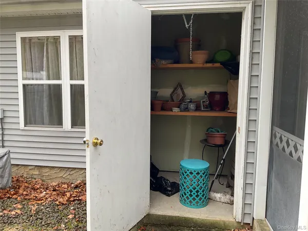 a room with a book shelf