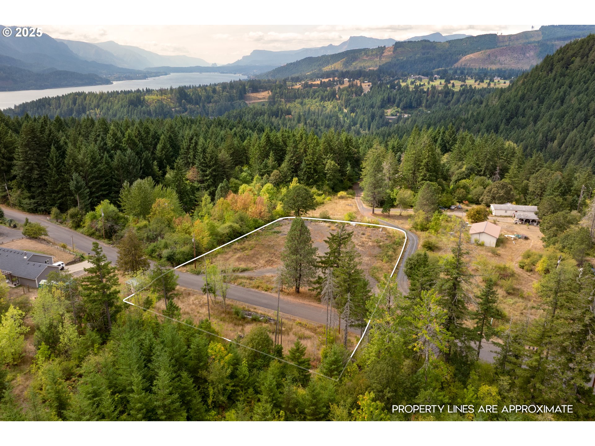 a view of a house with a mountain