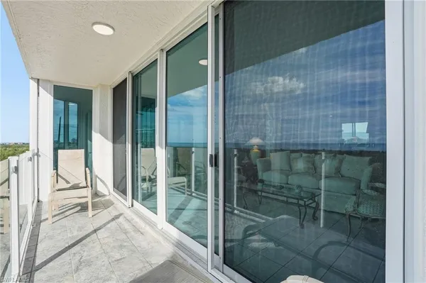 a view of balcony with ocean view
