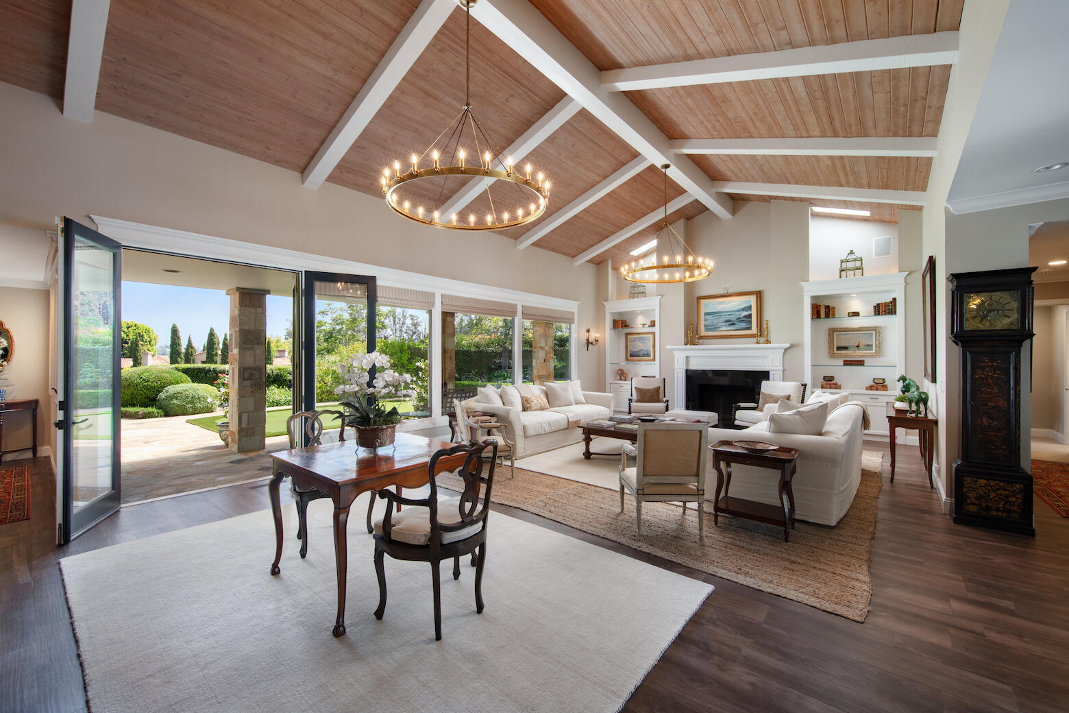 1975 Inverness Lane Montecito, CA 93108 - Photo 4 of 22 a view of a dining room with furniture wooden floor and chandelier
