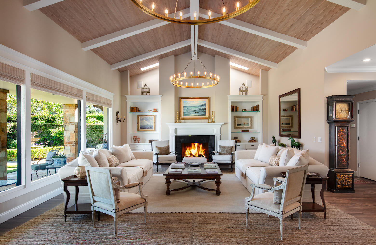 1975 Inverness Lane Montecito, CA 93108 - Photo 5 of 22 a living room with furniture a fireplace and a chandelier