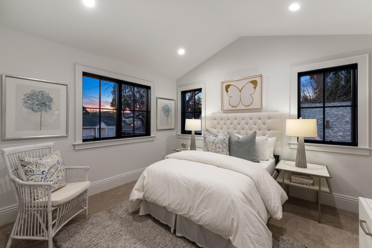 228 Stanley Road Burlingame, CA 94010 - Photo 72 of 100 a spacious bedroom with a bed and wall painting