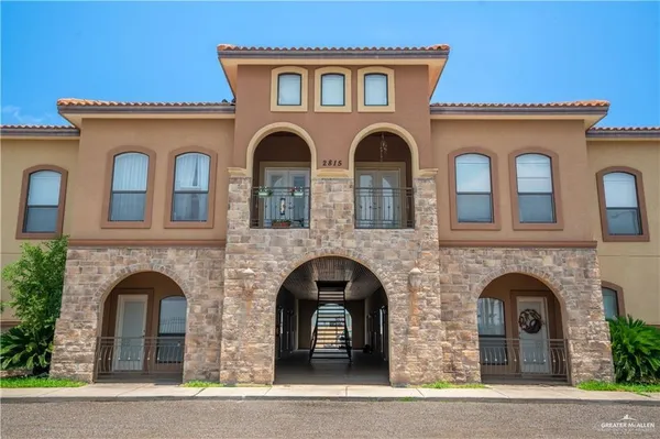 a front view of a house with windows