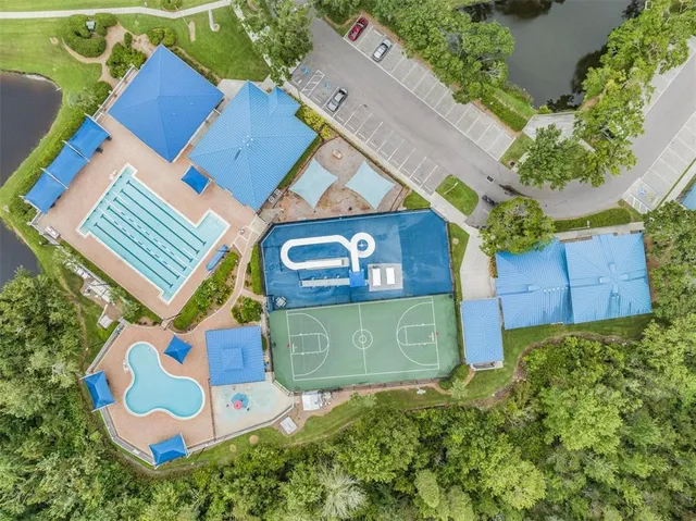 an aerial view of a house