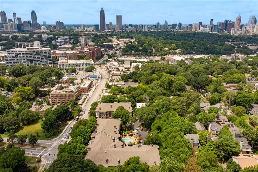 825 Highland Lane Northeast, Unit 1112 Atlanta, GA 30306 - Photo 35 of 39 an aerial view of a city with lots of residential buildings