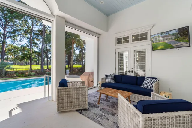a view of outdoor space and swimming pool