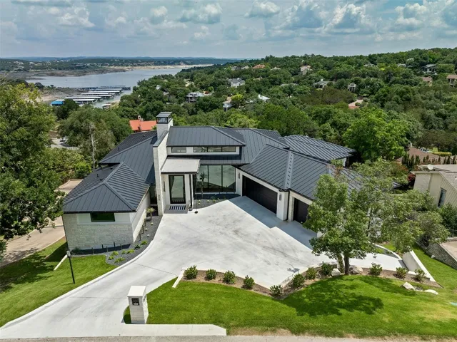 an aerial view of a house