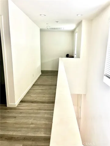 a view of a room with a window