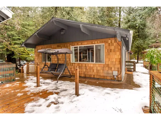 a backyard of a house with seating space