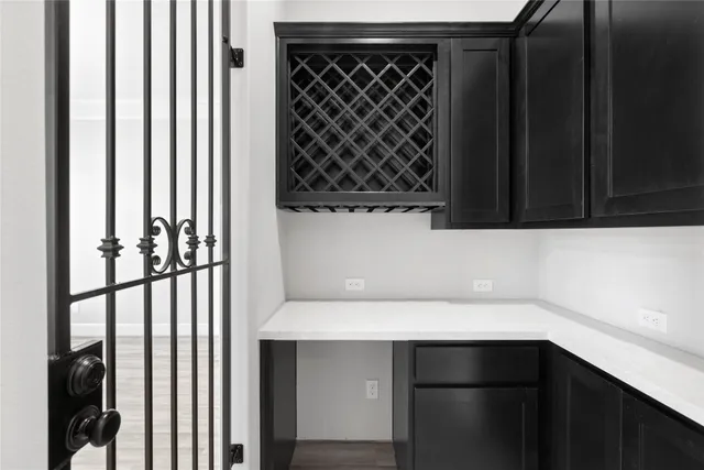 a view of a cabinets