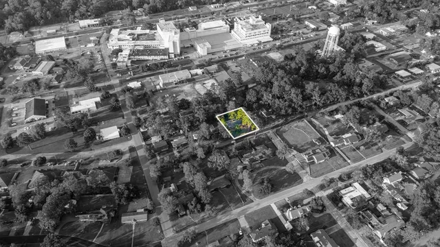 a city view with tall buildings