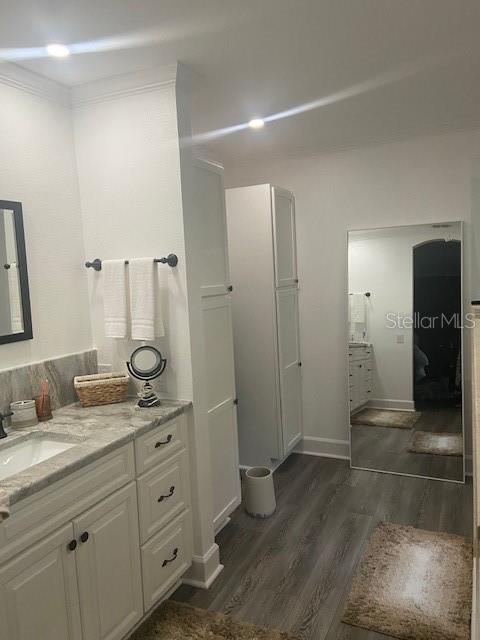 2935 Plantation Road Winter Haven, FL 33884 - Photo 21 of 32 a spacious bathroom with a granite countertop sink mirror and shower