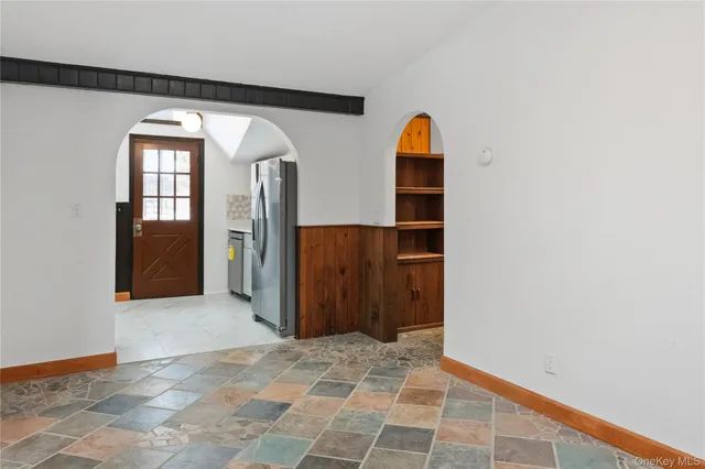 an empty room with windows