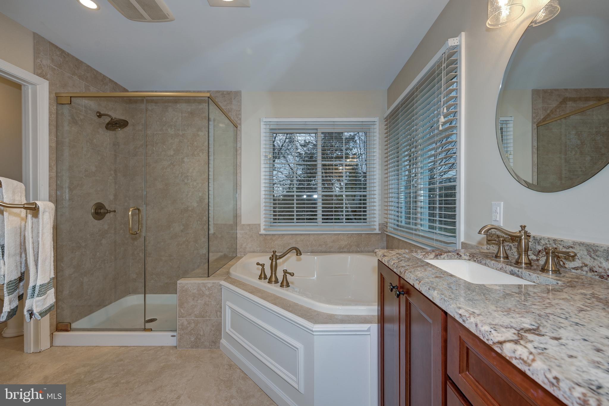 9 Swift Court Medford, NJ 08055 - Photo 30 of 54 a bathroom with a granite countertop tub sink and mirror