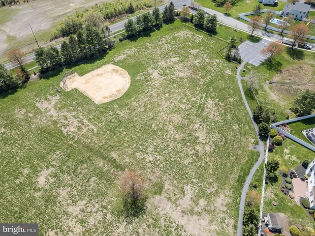 a view of a tennis ground with large trees