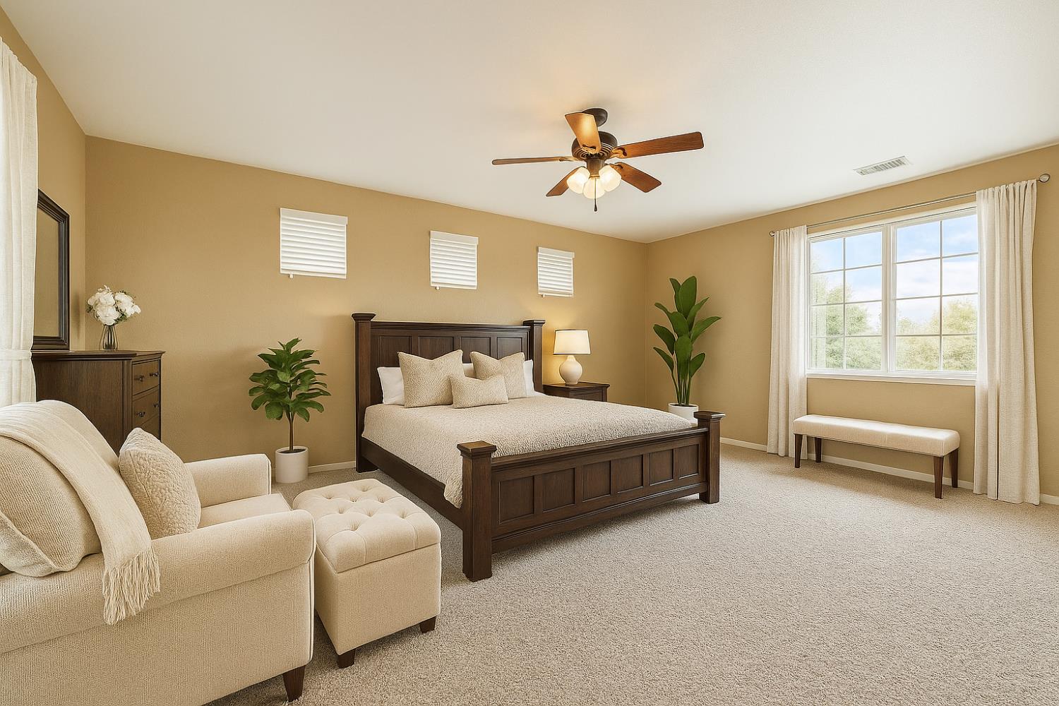 10148 Tony Court Stockton, CA 95209 - Photo 6 of 12 a bedroom with a large bed couch and a window