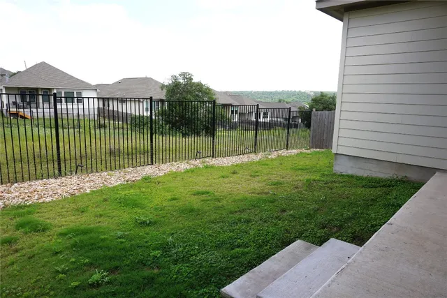 a view of a garden with a staircase