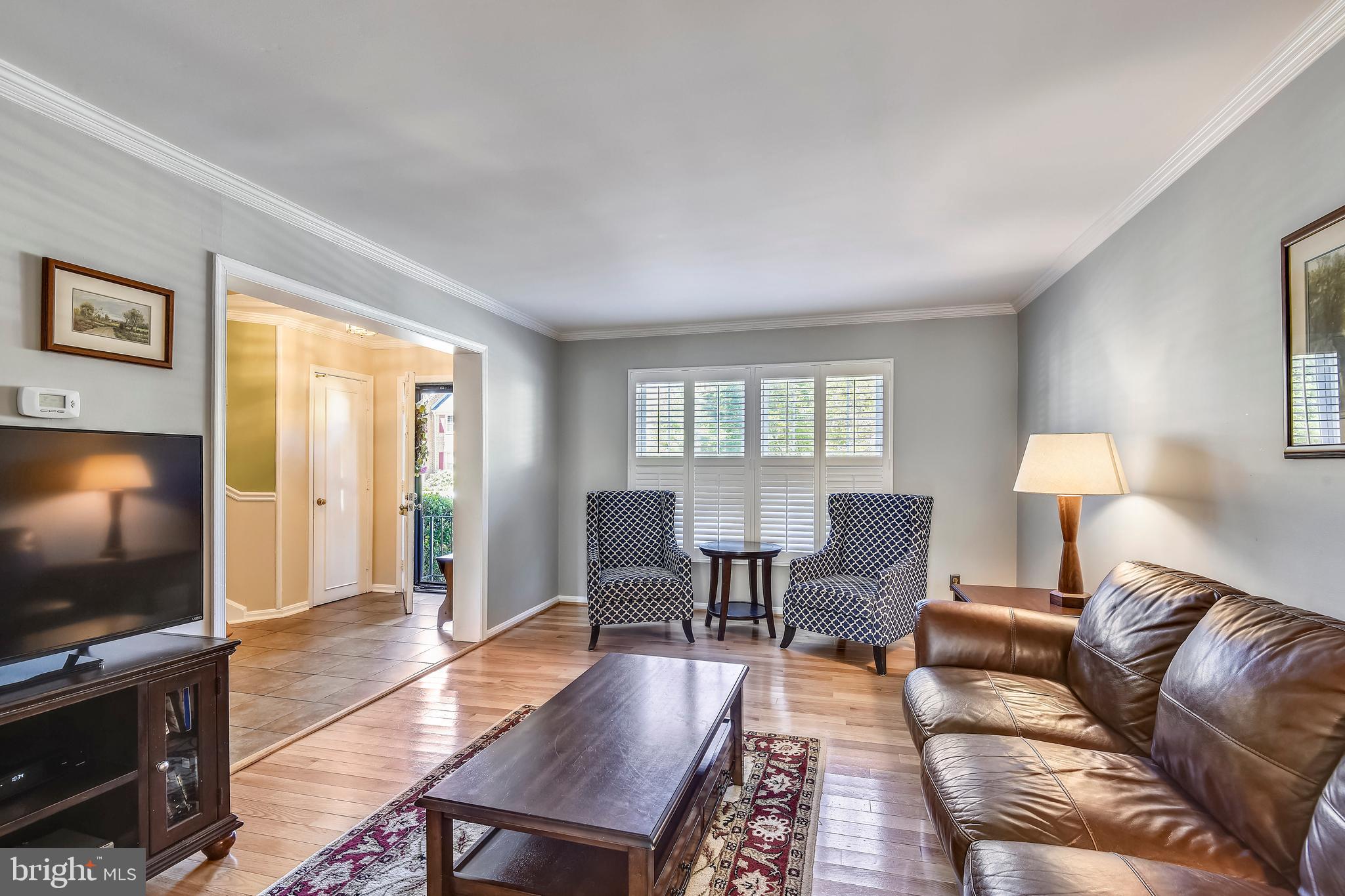 Bright Living Room with Plantation Shutters