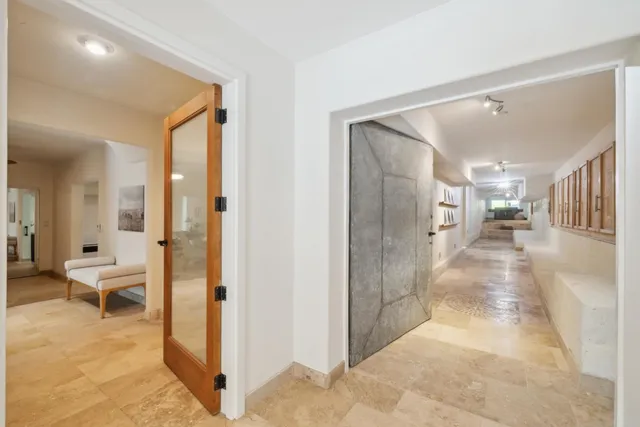 a view of balcony with furniture