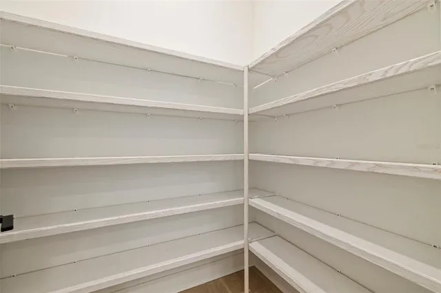 a view of walk in closet with empty racks