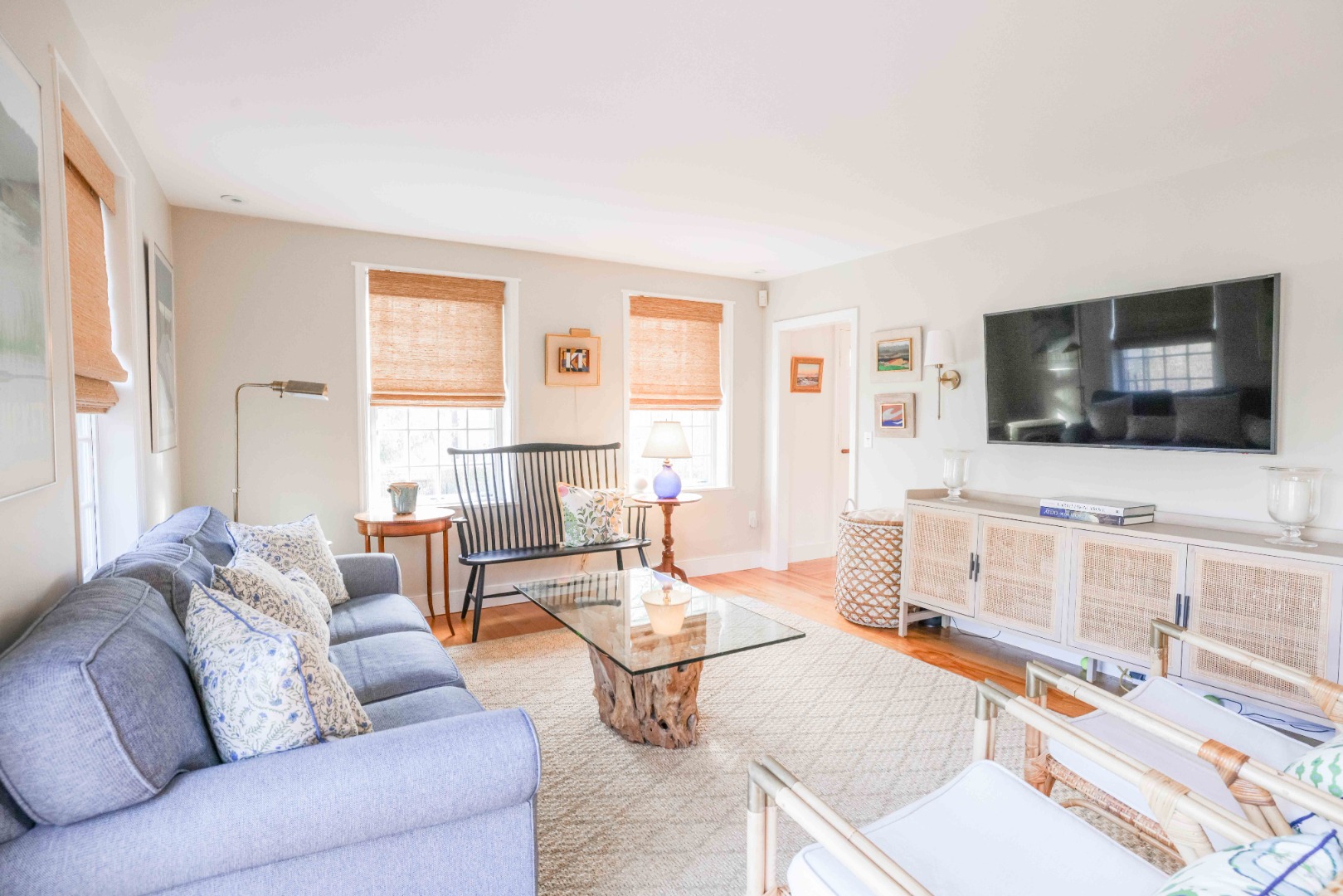 13 West Chester Street Nantucket, MA 02554 - Photo 6 of 32 a living room with furniture and a flat screen tv