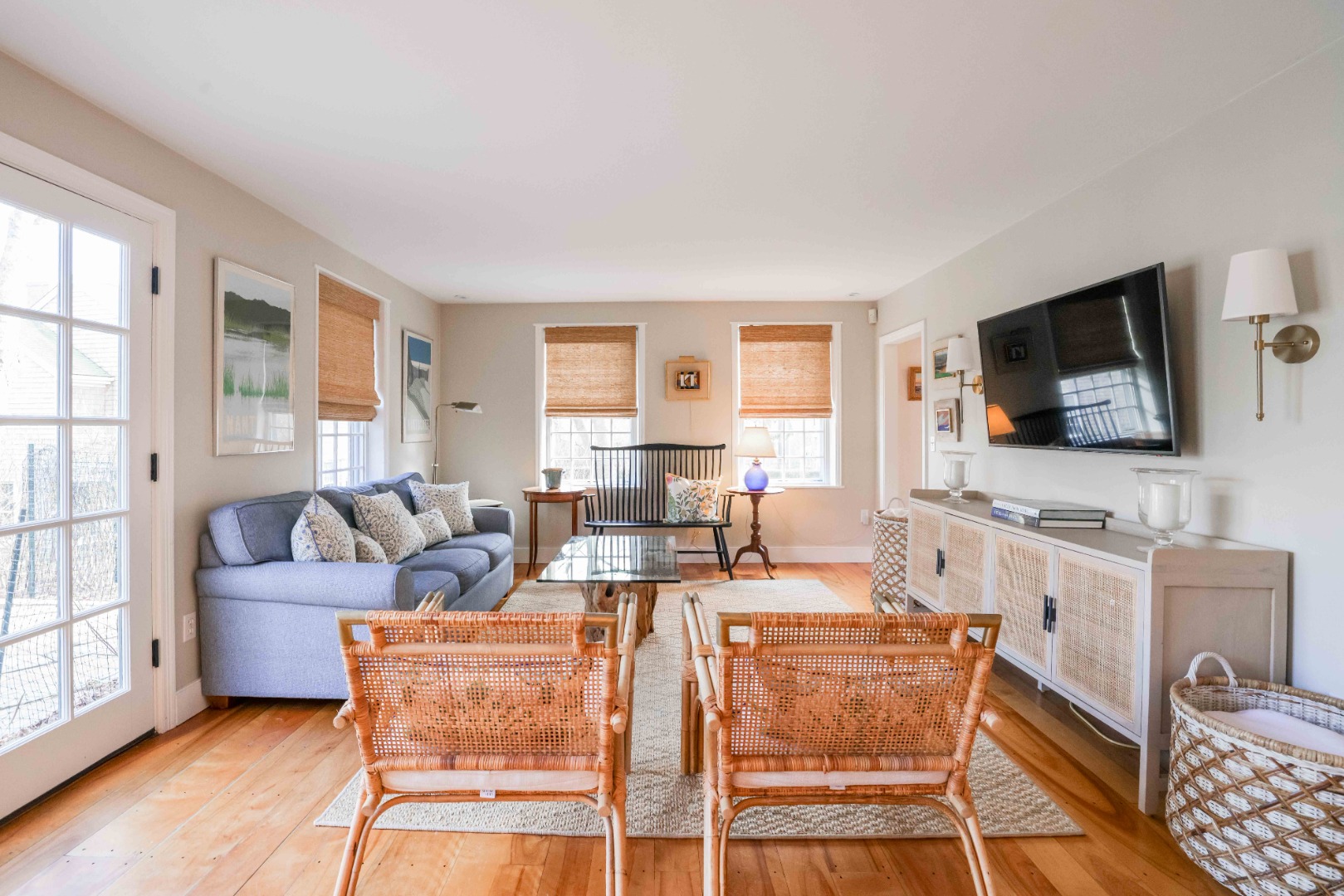 13 West Chester Street Nantucket, MA 02554 - Photo 8 of 32 a living room with furniture a flat screen tv and a window
