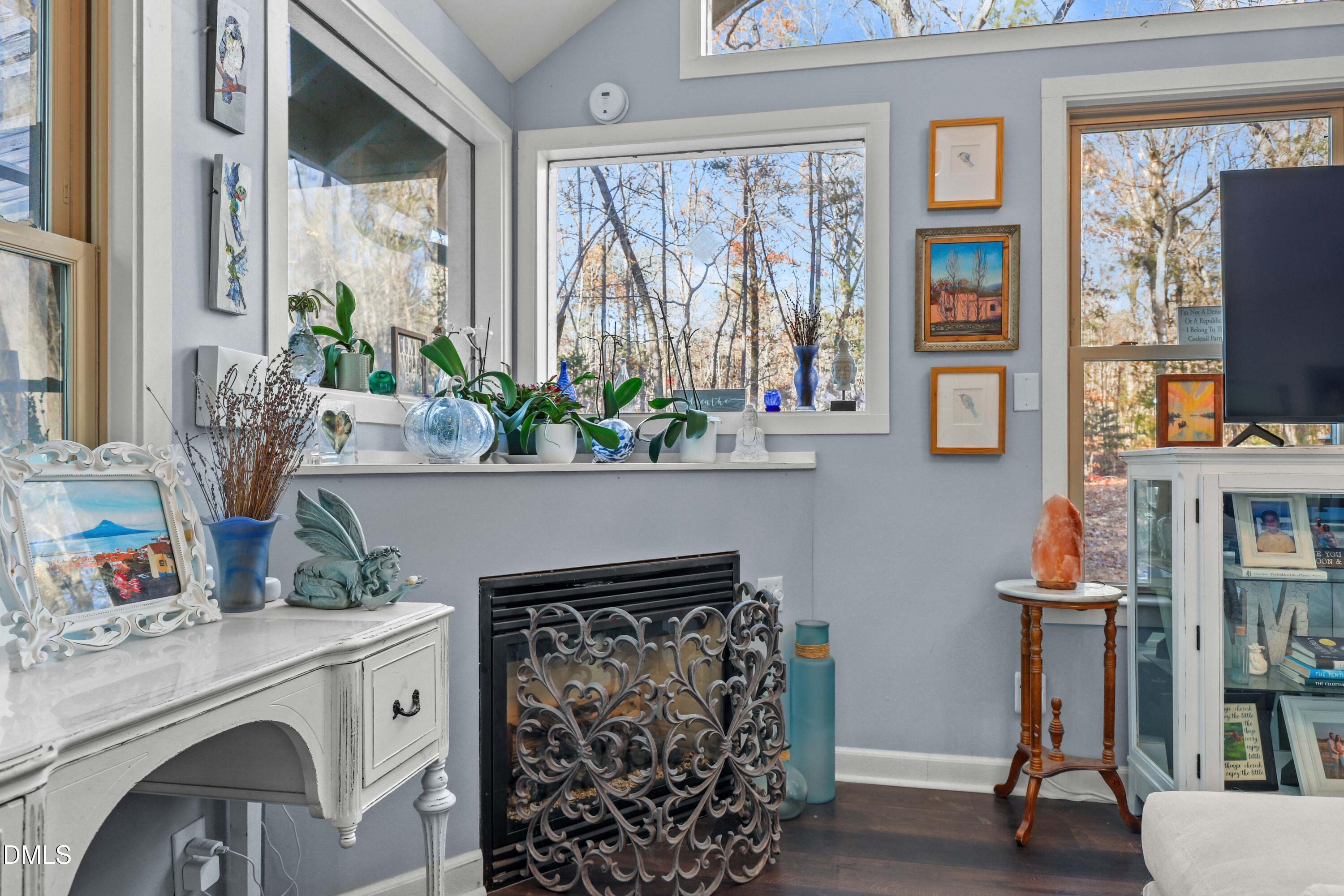 6202 Montgomery Ests Road Hillsborough, NC 27278 - Photo 11 of 91 a living room with furniture a flat screen tv and a fireplace