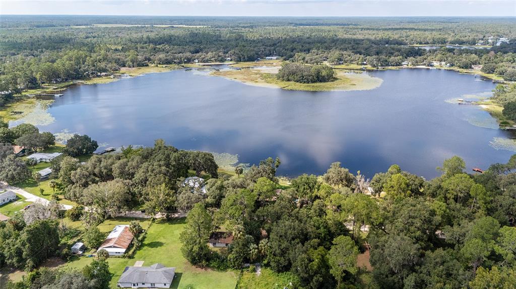 10399 Northeast 218th Lane Road Fort McCoy, FL 32134 - Photo 67 of 68 an aerial view of lake residential house with swimming pool and green space