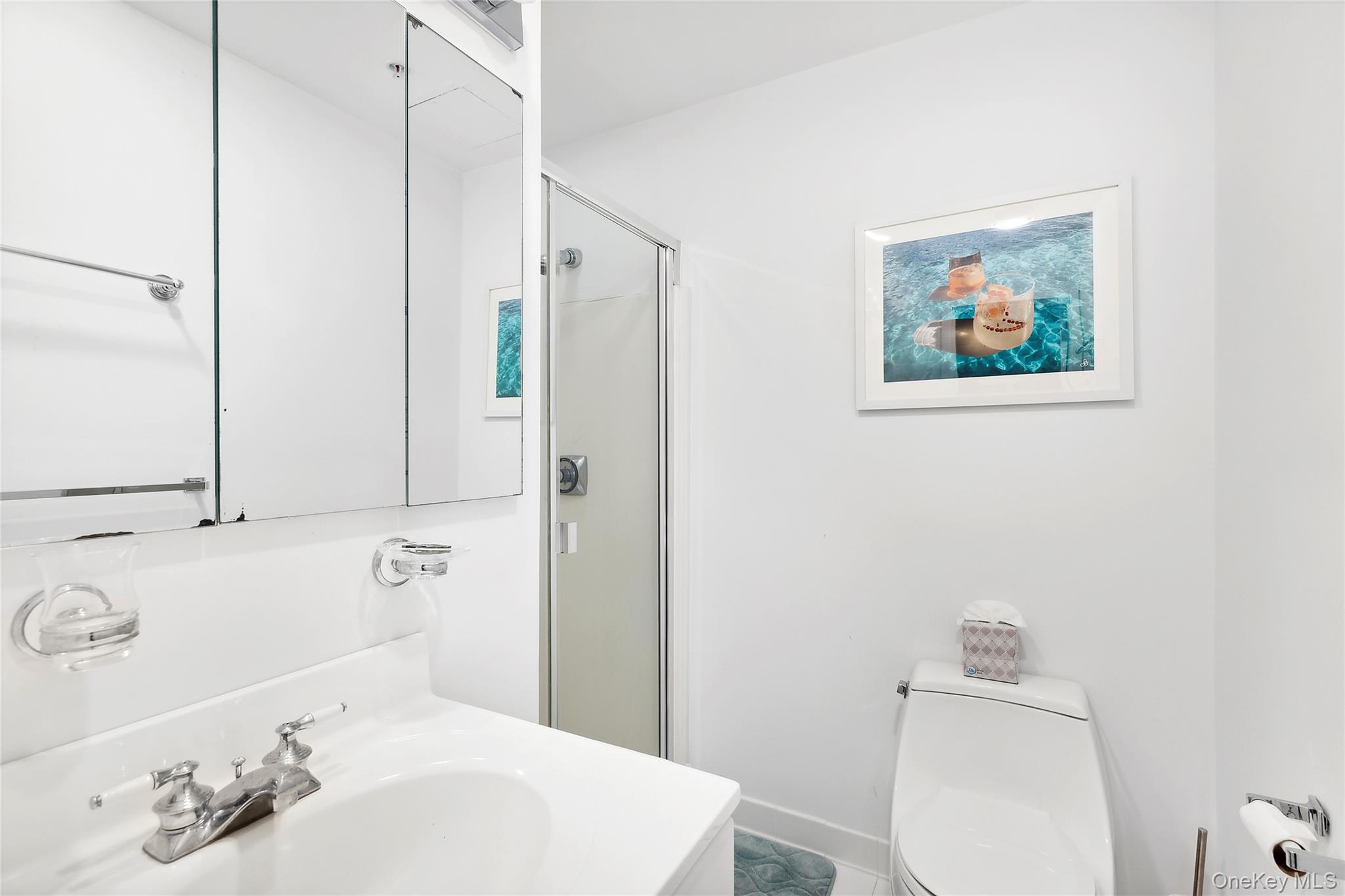 250 Dune Road, Unit 119 Westhampton Beach, NY 11978 - Photo 8 of 8 a bathroom with a sink a toilet and a mirror