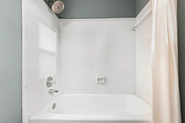 a bathroom with a bathtub