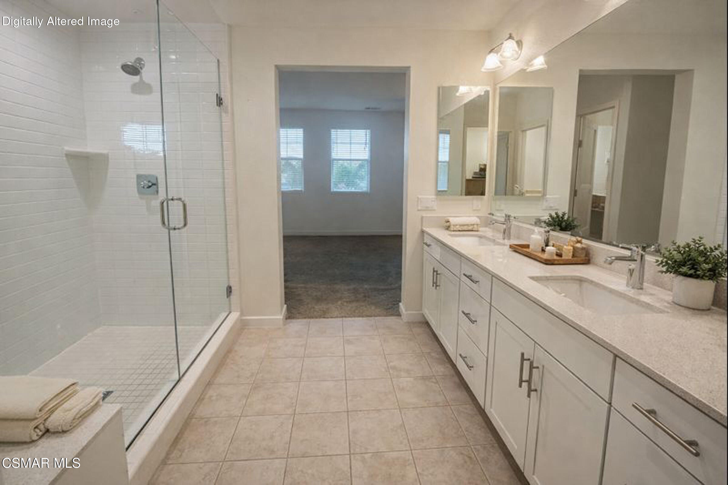 300 Farmhouse Drive, Unit 4 Simi Valley, CA 93065 - Photo 14 of 22 a spacious bathroom with a double vanity sink mirror and shower