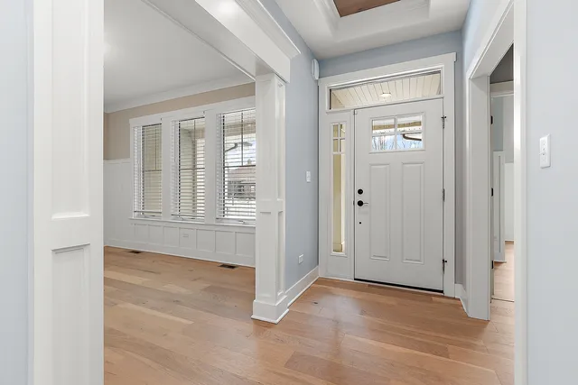 an empty room with windows