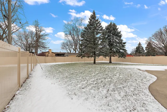 a view of yard covered with snow