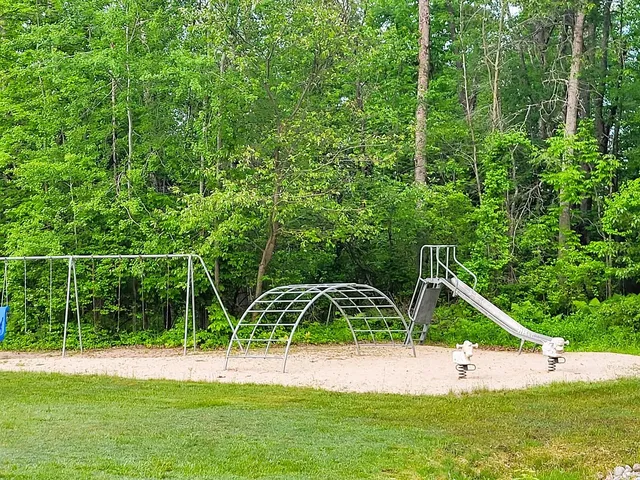 a view of a backyard with swimming pool