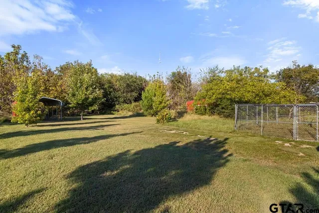 a view of a lake with a yard